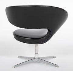 Olav Eldoy (b.1948) "Peel" Black Leather Swivel Club Chairs