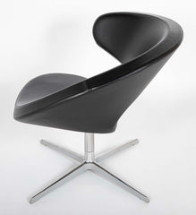 Olav Eldoy (b.1948) "Peel" Black Leather Swivel Club Chairs