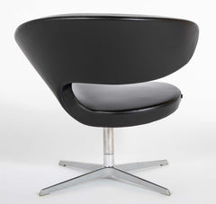 Olav Eldoy (b.1948) "Peel" Black Leather Swivel Club Chairs