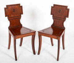 Pair of English Regency Period Mahogany Hall Chairs