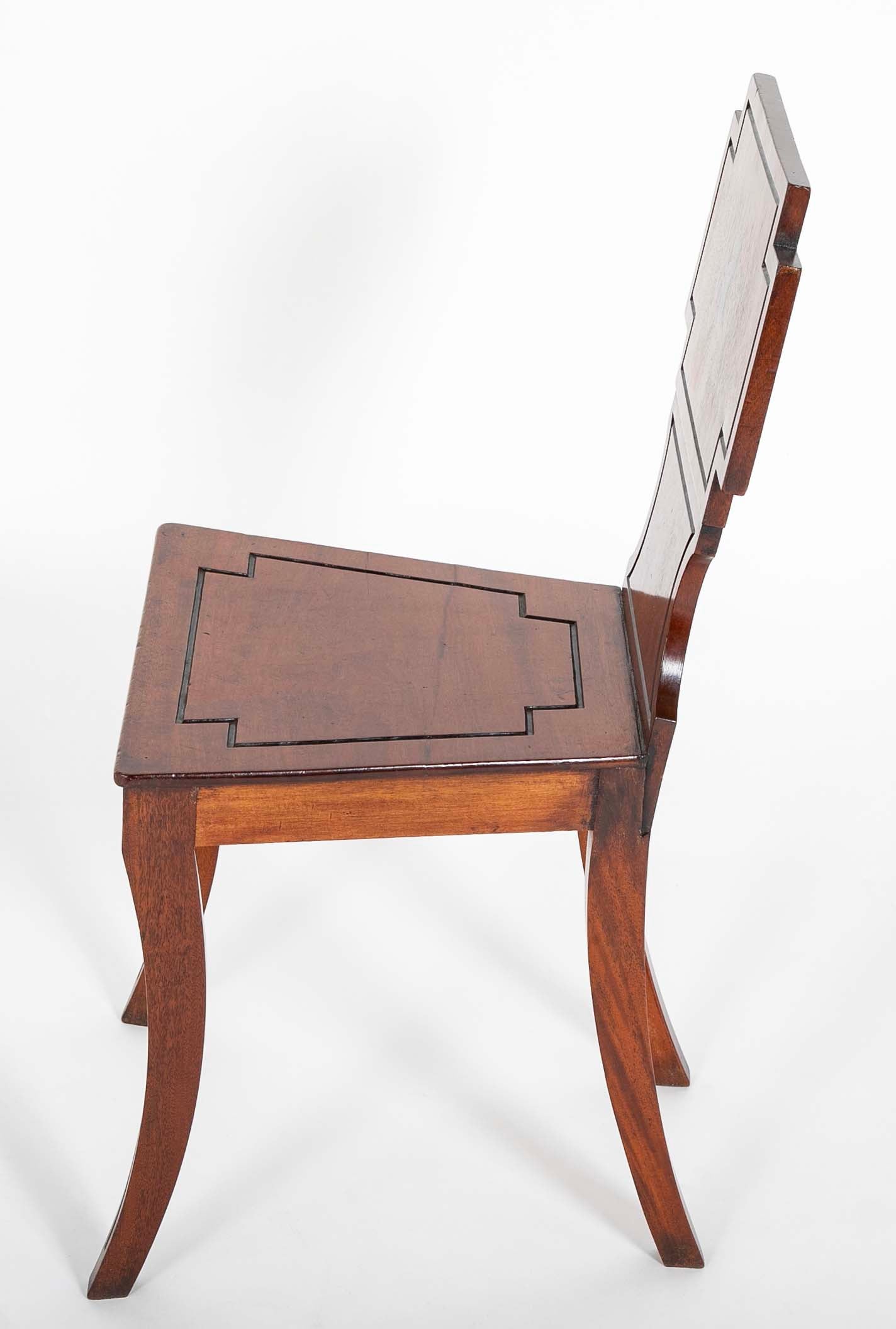 Pair of English Regency Period Mahogany Hall Chairs