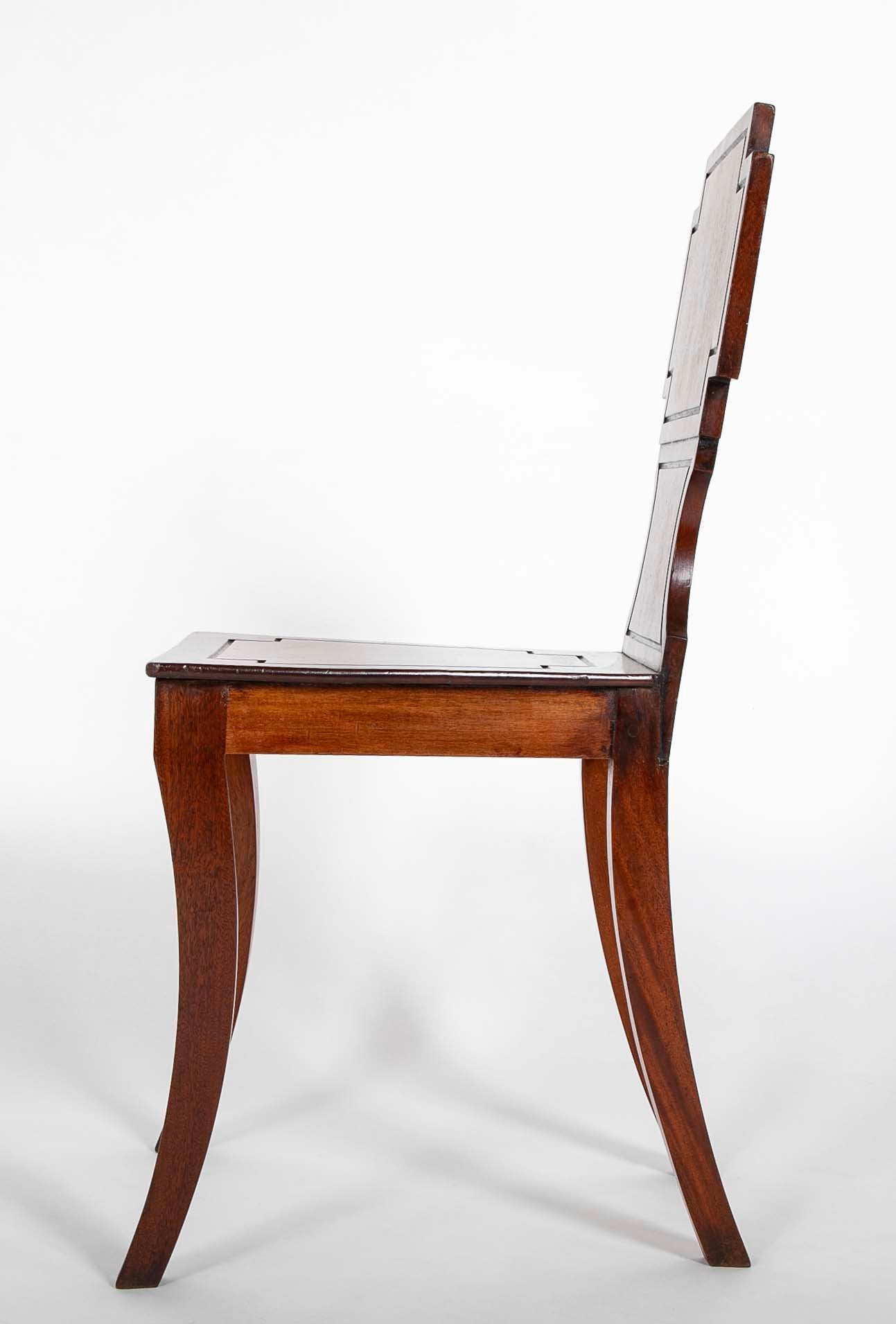 Pair of English Regency Period Mahogany Hall Chairs