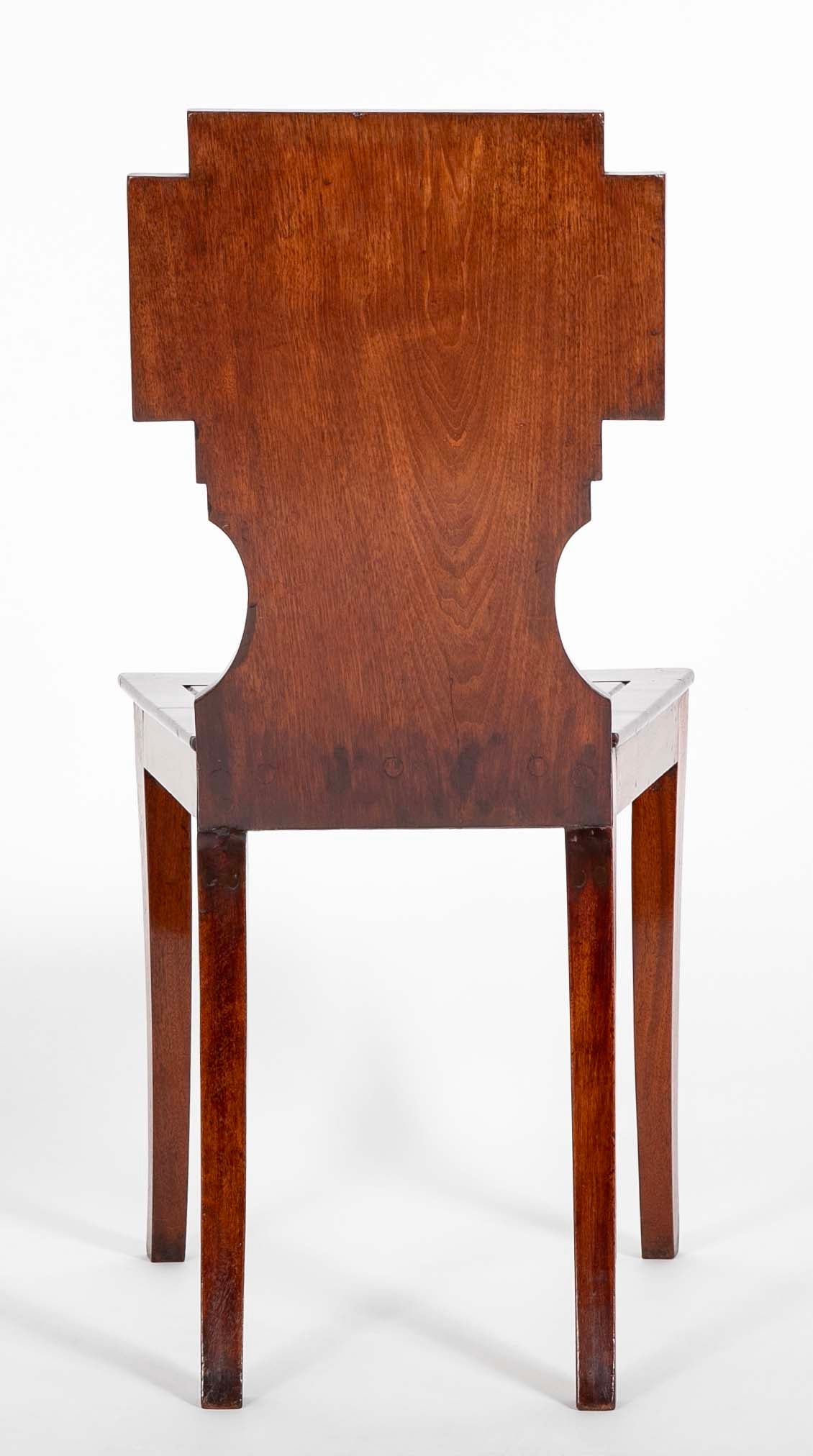 Pair of English Regency Period Mahogany Hall Chairs