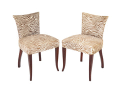 Pair of Maison Dominique Side Chairs In Faux Zebra-Pony Hide