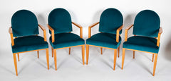 Set of 4 Walnut Bridge Armchairs By Lucien Rollin