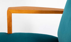 Set of 4 Walnut Bridge Armchairs By Lucien Rollin