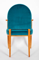 Set of 4 Walnut Bridge Armchairs By Lucien Rollin