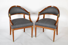Pair of Danish Neoclassical Ormolu Mounted Mahogany Armchairs