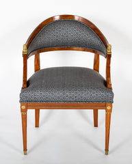 Pair of Danish Neoclassical Ormolu Mounted Mahogany Armchairs