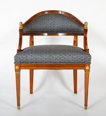 Pair of Danish Neoclassical Ormolu Mounted Mahogany Armchairs
