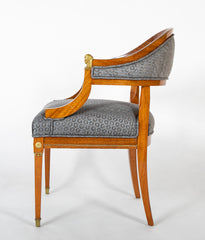Pair of Danish Neoclassical Ormolu Mounted Mahogany Armchairs