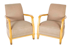 Pair of Jules Leleu Armchairs for the French Ocean Liner "Isle de France"