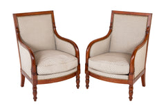 Pair of Empire Mahogany Armchairs Stamped "Jacob D R Medee"