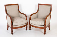 Pair of Empire Mahogany Armchairs Stamped "Jacob D R Medee"