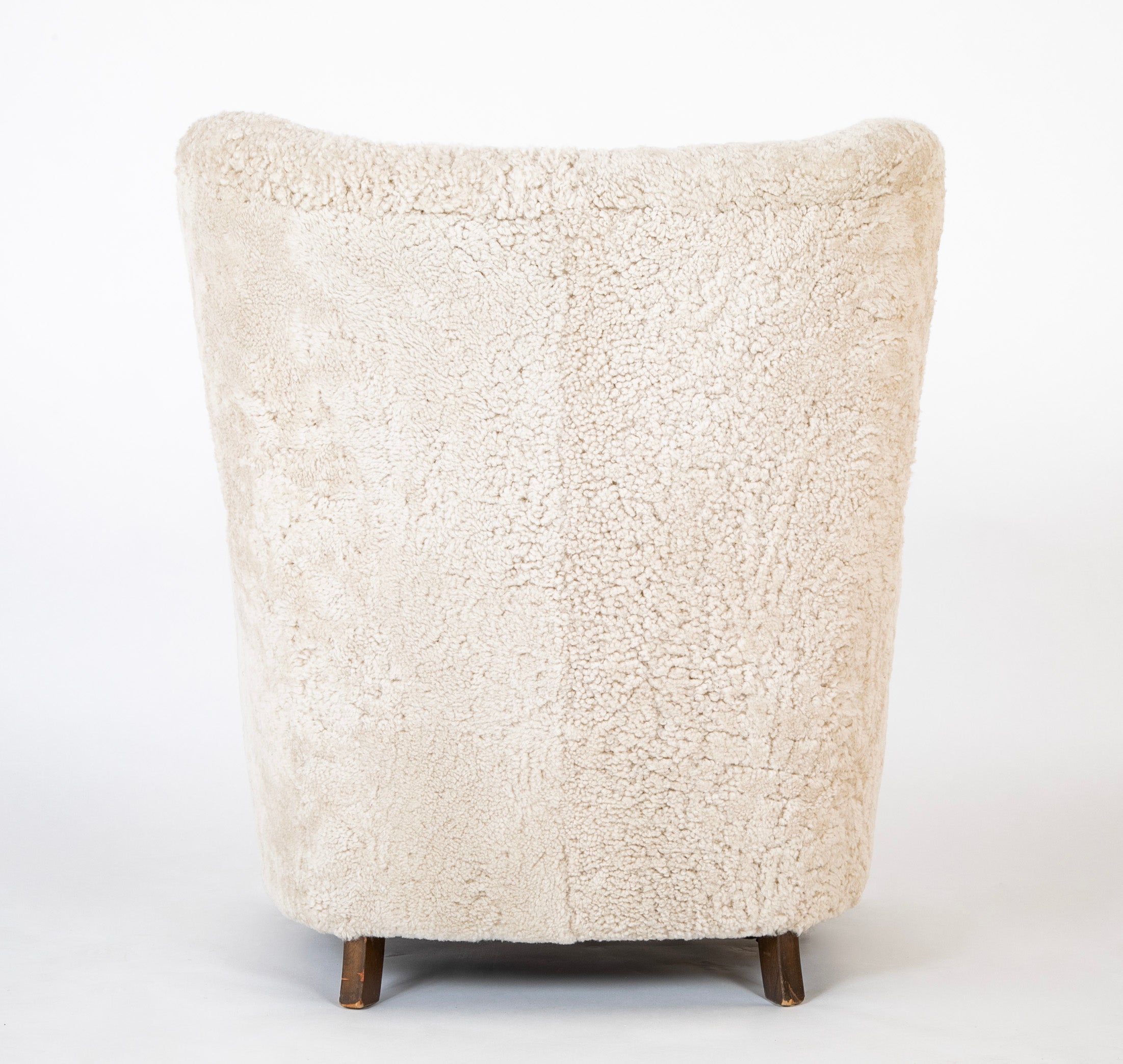 Pair of Armchairs in White Sheepskin Upholstery in the Style of Mogens Lassen