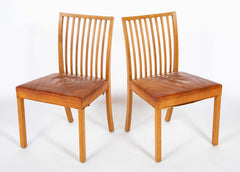 A Pair of Danish Oak and Leather Chairs Attributed to Kaj Gottlob
