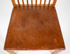 A Pair of Danish Oak and Leather Chairs Attributed to Kaj Gottlob