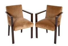 A Pair of 1940's French Armchairs in Tan Velvet