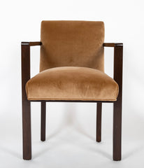 A Pair of 1940's French Armchairs in Tan Velvet