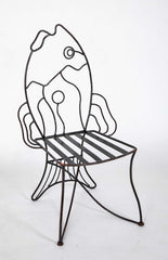 Pair of Black Painted Iron Chairs After John B. Salterini