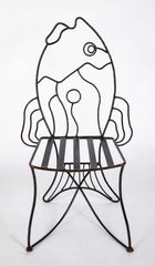 Pair of Black Painted Iron Chairs After John B. Salterini