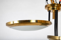A Stilnovo Ceiling Light with Three Brass Framed Disks