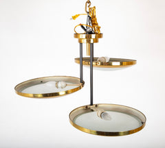 A Stilnovo Ceiling Light with Three Brass Framed Disks