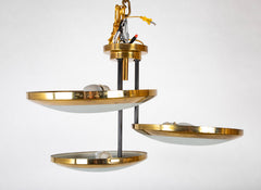 A Stilnovo Ceiling Light with Three Brass Framed Disks