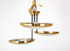 A Stilnovo Ceiling Light with Three Brass Framed Disks