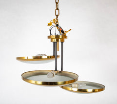 A Stilnovo Ceiling Light with Three Brass Framed Disks