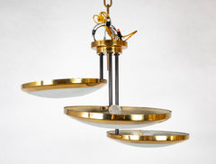 A Stilnovo Ceiling Light with Three Brass Framed Disks