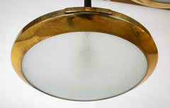 A Stilnovo Ceiling Light with Three Brass Framed Disks