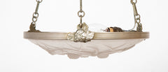 A French Frosted Glass Disc with Dragonfly Motif as Hanging Light