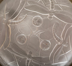 A French Frosted Glass Disc with Dragonfly Motif as Hanging Light