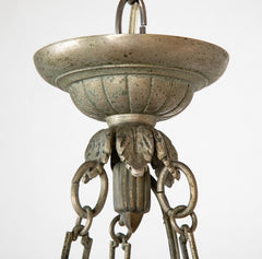 A French Frosted Glass Disc with Dragonfly Motif as Hanging Light