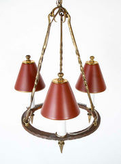 Mid-Century French Tole and Brass Chandelier