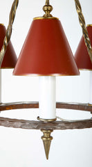 Mid-Century French Tole and Brass Chandelier