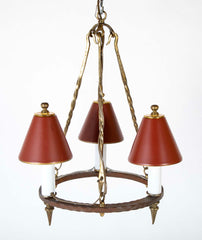 Mid-Century French Tole and Brass Chandelier