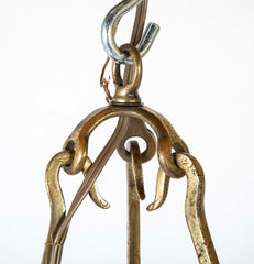 Mid-Century French Tole and Brass Chandelier