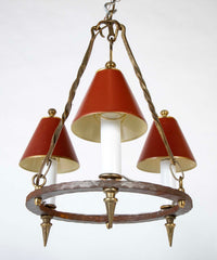 Mid-Century French Tole and Brass Chandelier