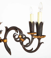 Gilbert Poillerat Designed Wrought Iron & Gilt Metal Chandelier