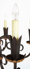 Gilbert Poillerat Designed Wrought Iron & Gilt Metal Chandelier