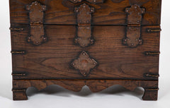 Korean Two Drawer and Drop Down Cupboard Door Chest of Zelkova Wood