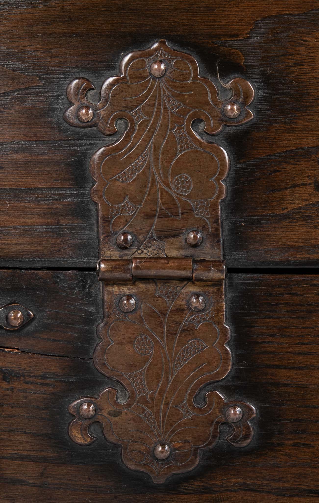 Korean Two Drawer and Drop Down Cupboard Door Chest of Zelkova Wood