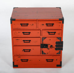 Japanese Red Lacquered "Choba Dansu" - Merchant's Storage Chest