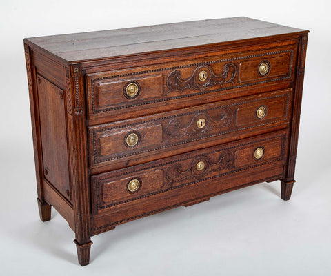 A French 18th Century Oak Chest With Brass Hardware