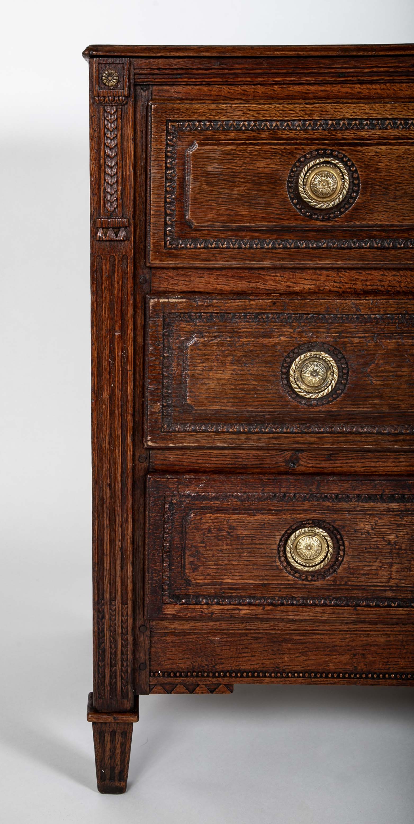 A French 18th Century Oak Chest With Brass Hardware