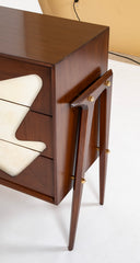 Italian Mid-Century Three Drawer Dresser with Free Form Parchment Design