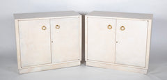 Pair of Two Door Parchment Cabinets in the Manner of Samuel Marx