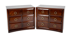 Pair of T. H. Robsjohn-Gibbings Mahogany Three Drawer  Chests